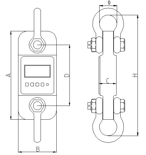 Dibujo técnico de la balanza colgante / tracción de PCE-DDM