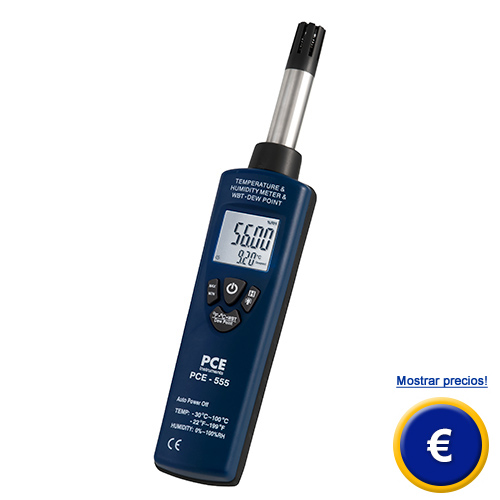 Higrmetro PCE-555 en formato de bolsillo para mediciones in situ.